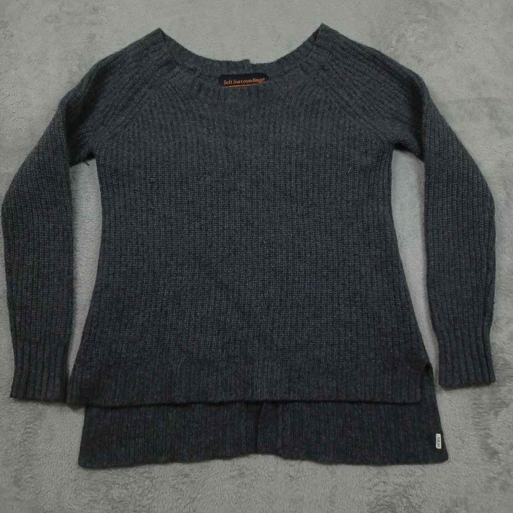 Soft Surroundings Sweater Womens XS‎ Gray Cashmere Pullover Knit Label Noir